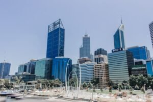 Perth city skyline with modern buildings representing business growth